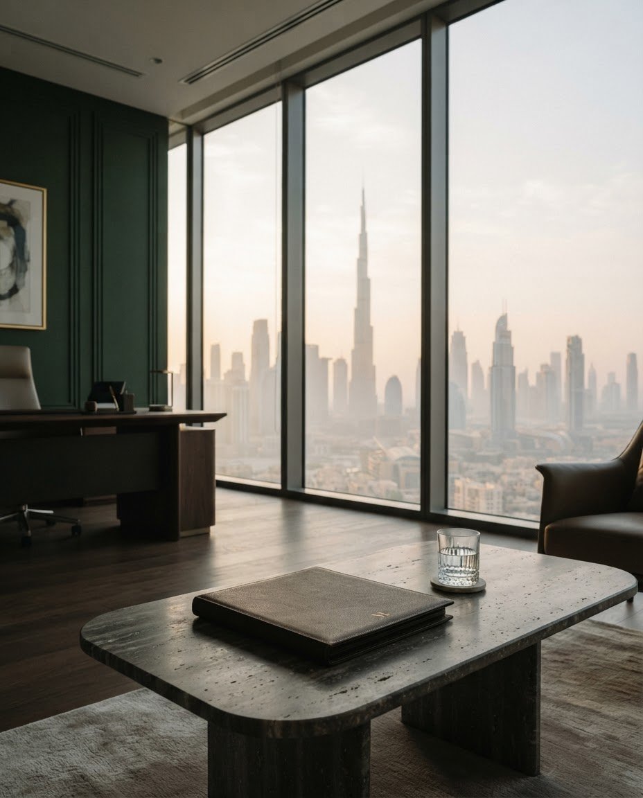 Dubai residential architecture in evening light